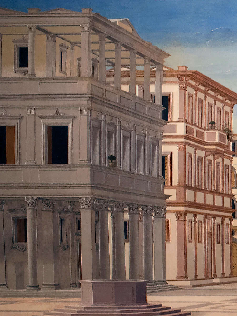 Un particolare architettonico dal dipinto rinascimentale anonimo intitolato La città ideale